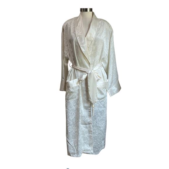 Victoria's Secret Other - Victoria Secret Vintage Gold Label Ivory Deadstock Satin Long Belted Robe Sz M/L